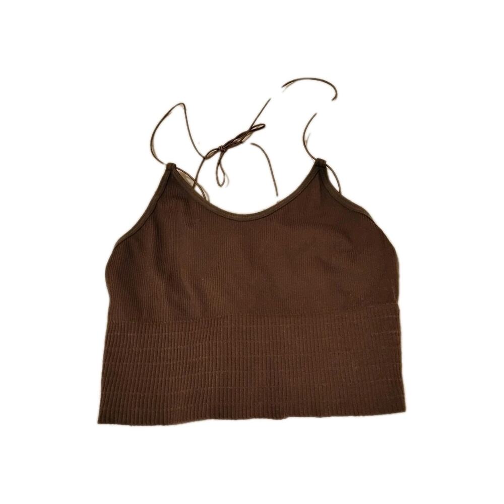 Strappy Bralette Bra Cross Strap Ribbed Crop Tank Top